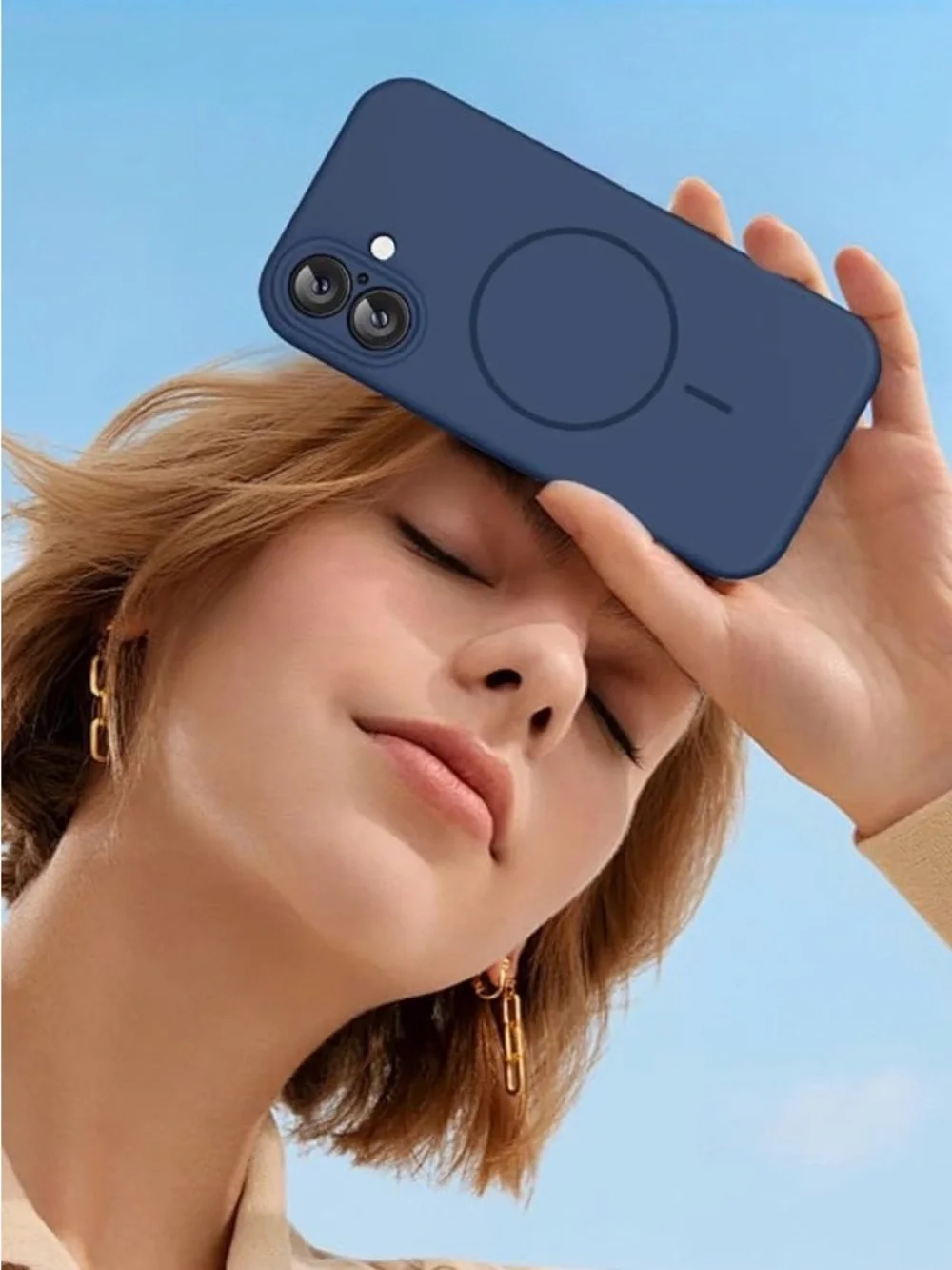 iPhone 17 Navy Blue Magnetic Compatible Phone Case